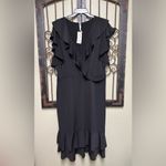 Ny Collection  black short flutter sleeve ruffle midi dress Photo 3