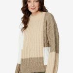 New! En Saison Baylor Cable Knit Balloon Sleeve Sweater Sz Medium $110 Tan Photo 0