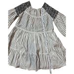 Free People  Women's Boho Mini Lola Striped Dress White Black Tiered Embroidered Photo 10