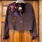 Boutique Edith of Laguna Beach Bohemian velvet floral design and trim blazer Size L Photo 0