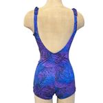 Roxanne Vintage Swimsuit One Piece Sarong Front Purple Blue 12 14 16 38C Photo 3