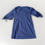 Lafayette 148 NY Kenna Finesse Crepe Dress Navy Blue Tie Sleeve Large l US 10 12 Purple Photo 3
