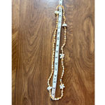 Shell Necklace With‎ Flower Details, Tropical Vacation Beachy Summer Style 30" Tan Photo 2