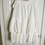 White Tiered Eyelet Dress with Tie Closures Size Medium Photo 2