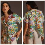 Anthropologie NWT  Maeve Classic Surf Shirt Linen Blend Lemons Size Small S NEW Photo 1