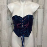 Bear Dance Blue Glitter Lace-Up Tube Top Corset – Size L Photo 0