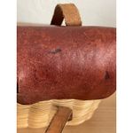 Vintage Wicker & Leather Basket Handbag – Mid Century Artisan Purse Brown Photo 6