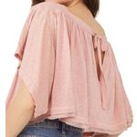Free People Linen Sunsetter pink boxy flowy boho open back popover top Sz M Photo 1