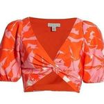 Monique Lhuillier ML Printed Taffeta Crop Top 10 Photo 0