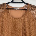 Indigo Soul Lace Hanky Hem Top XL Caramel Festival Boho Earthy Romantic Tunic Brown Photo 1