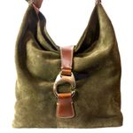 Dooney & Bourke DOONEY BOURKE Olive Green Suede Hobo Bag Adjustable Brown Leather Shoulder Strap Photo 1