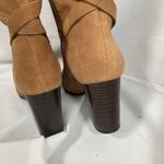 Sam Edelman Sam Edelman Tan Suede OTK Boots 7 Leather Heel Wrap Strap Tall Zip Buckle Photo 7