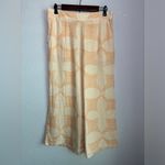 Joie  Pastel Melon Orange Retro Floral 100% Linen Wide Leg T Crop Pants L Photo 1