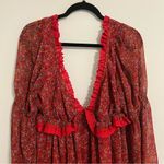 Free People  Dress Pennie Babydoll Mini Red Floral Chiffon Boho Open Back… Photo 2
