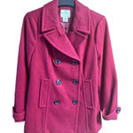st. john's bay St. John’s Bay * Burgundy * Wool Blend * Double breasted ￼* Pea Coat * Sz PM NWO Photo 0