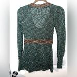 Buckle BKE Belted Waist Tweed ChunkyKnit Boho Earthy Brown Turquoise Sweater Med Photo 7