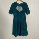 BCBGMAXAZRIA  Jayla Green Swiss Polka Dot Sheer Overlay Lace Dress 2 Photo 5