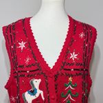 Designers Originals Vintage Festive Red Holiday Ugly Christmas Sweater Vest 1X Photo 2