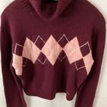 Hollister : Burgandy & Pink Argyle Knit Sweater- M Photo 14