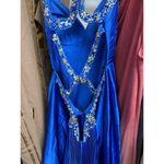 Tony Bowls  Paris Pageant Gown Prom Wedding Sapphire Blue Jeweled Halter Train  6 Photo 4