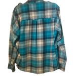 Tool Jeans Womens Top Medium Blue Blouse Flannel Button Casual Distressed Photo 1
