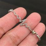 Sterling Silver 925 CZ Stones Heartbeat Heart Slider Bracelet Photo 10