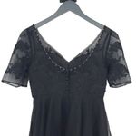 Azazie  Women's Laced Mesh Short Sleeve Sweetheart Neck‎ Maxi Dress Black Size A2 Photo 2