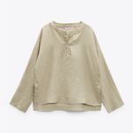 ZARA NWT BUTTON UP LINEN SHIRT LAGENLOOK XS FITS LIKE MEDIUM Photo 7