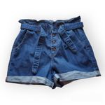 Wax Jean Women's High Waisted size M paperbag elastic with tie waist Denim jeans Shorts Photo 1