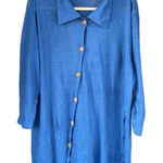 B7 Caroline Rose‎ Button Up Linen Tunic Blouse Blue XL Photo 0