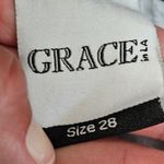 GRACE IN LA  Dark Wash Aztec Embroidered Lowrise Denim Shorts Size 28 Photo 6