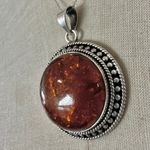 Amber Gemstone Pendant ā 925 Sterling Silver Setting, Natural Baltic Amber Jewel Photo 5