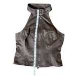 Wild Fable Waxed Twill Utility Top Brown High Neck Buckle Zip Front Woman’s Size S Photo 3