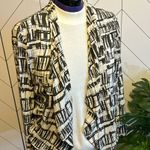 Lush Clothing Lush Women Large Brown White Printed Open Front Draped Lightweight Blazer Photo 0