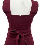 Dress the Population Alessia Wine Burgundy V-Neck Tie Waist Crepe Size XS NWT Photo 2