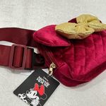 Disney Minnie Mouse Burgundy Quilted Velvet Crossbody Belt Bag NWT Photo 9