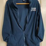 Team USA Unisex Adult’s Large Navy Blue Fleece Full Zip Olympic Jacket Gorpcore Photo 4