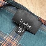 Lumière Lumiere Plaid Wrap Ruffle Collar Balloon Sleeve Blouse Green Orange Size Medium Photo 10