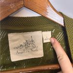 Anthropologie Angel of the North Olive Green Open-Front Knit Crochet Cardigan Photo 4