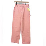 NWT MOTHER SNACKS The Fun Dip Utility Puddle Jeans in Dark Pink size 23 Wide Leg Photo 3