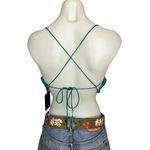 NBD Sequin Crop Top Mermaid Green MEDIUM Tie Back Bandeau Annelise $128 NEW Photo 7