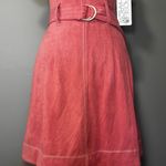 Rosie Harlow Faux Suede Fit &Flare Dress Womens Size Small Stretch Pink Belted Photo 2