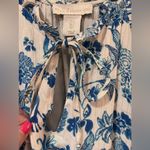 House of Harlow 1960 Boho Blue Floral Fringe Tiered Babydoll Mini Dress Small Photo 4