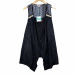 Umgee Black & White Boho Tribal Longline Vest W/ Festival Fringe-Small Photo 1