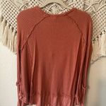 Free People  We the Free burnt Orange Waffle Shirt Photo 2