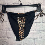 Kendall + Kylie NWT  bikini size large tie sides black & cheetah‎ print Photo 0