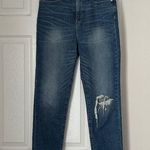 Madewell  The MomJean Mom Jeans Size 25 Ripped Knee Straight Ankle Photo 0