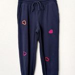Lou & grey [LOFT]  Navy Blue Embroidered Heart Print Jogger Sweatpants Sz Small S Photo 0
