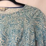 Boden Blue & White Paisley Bodycon Mini Dress Womens Size 4 Shift Shirt Dress Photo 3