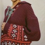 Urban Outfitters  Kimchi Blue Red Printed Fair Aisle Lace Up Scout Sweater NEW Photo 8